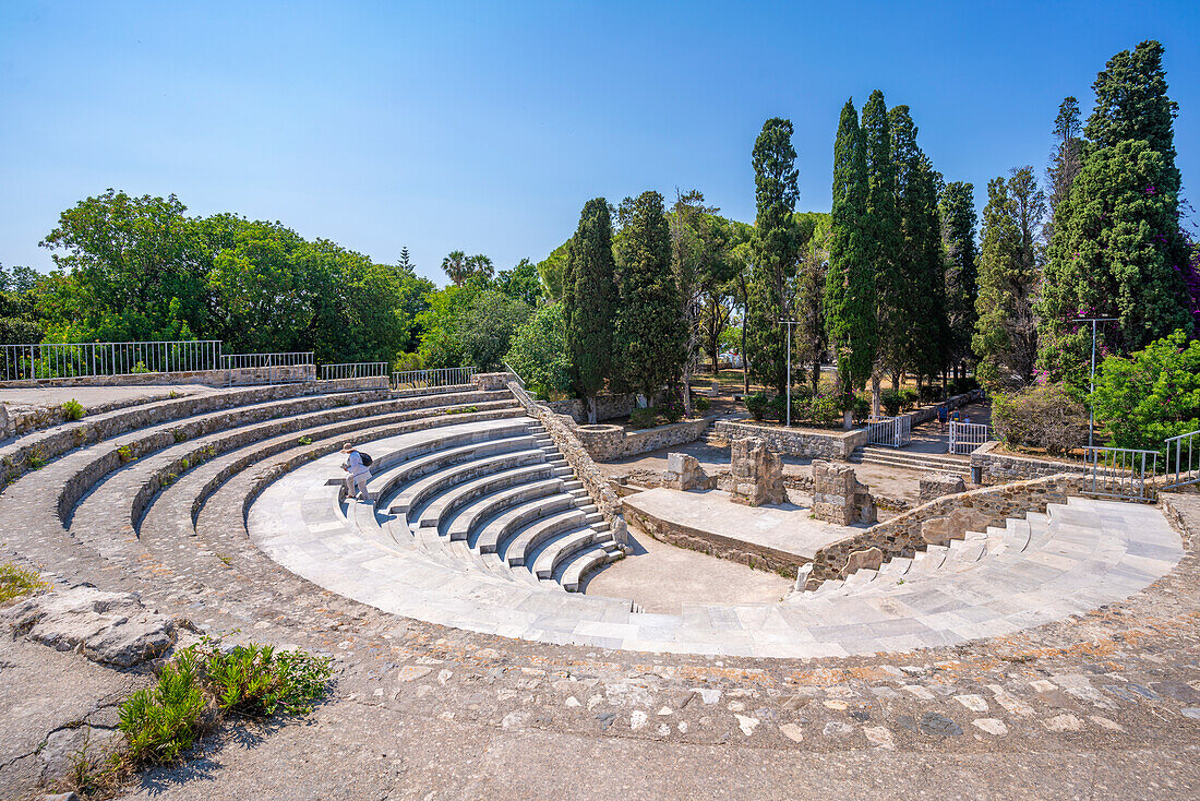 Blick auf das römische Odeon von Kos, Kos-Stadt, Kos, Dodekanes, Griechische Inseln, Griechenland, Europa
