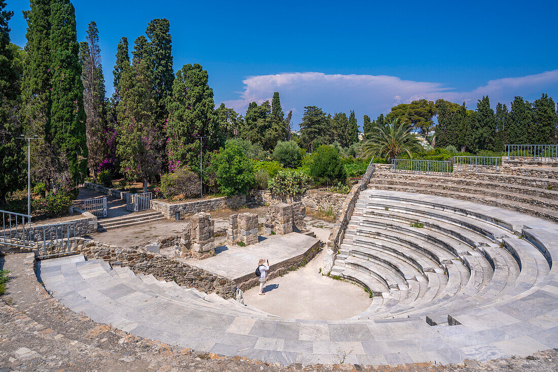 Blick auf das römische Odeon von Kos, Kos Stadt, Kos, Dodekanes, Griechische Inseln, Griechenland, Europa