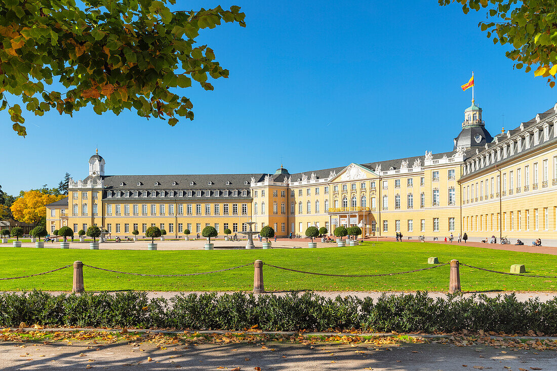 Karlsruhe Palace with Palace Square, Karlsruhe, Baden-Wurttemberg, Germany, Europe