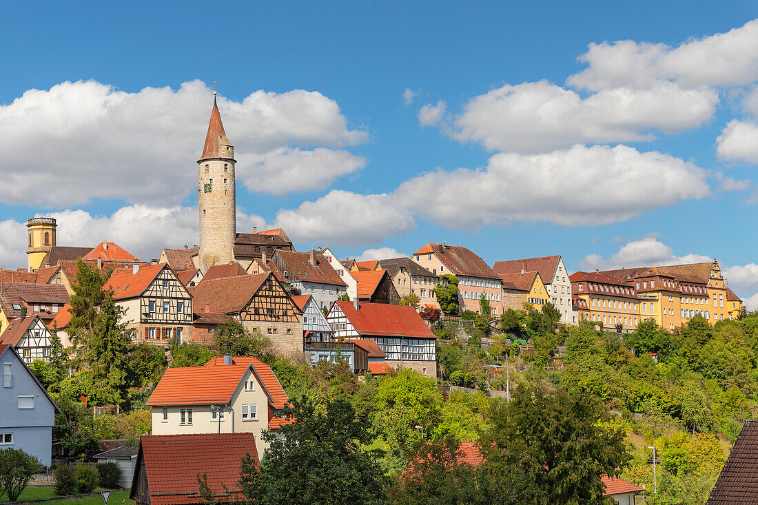 Kirchberg an der Jagst mit Schloss Kirchberg, Hohenlohe, Baden-Württemberg, Deutschland, Europa