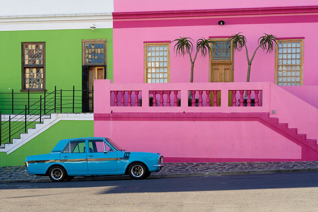 Vintage car, Bo-Kaap, Historical colorful center of Cape Malay culture, Cape Town, South Africa, Africa