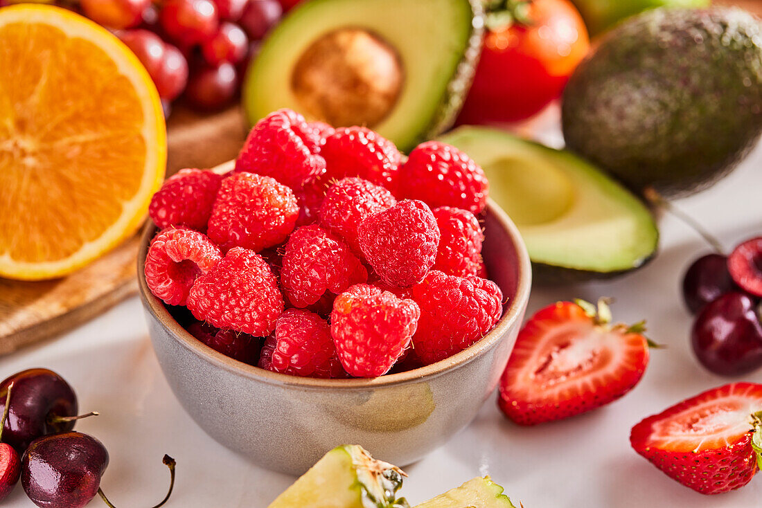 Studio shot of assorted fruit and vegetables