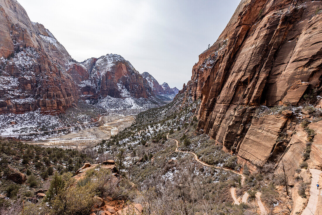 USA, Utah, Springdale, Zion National Park, Aerial view of valley in mountains