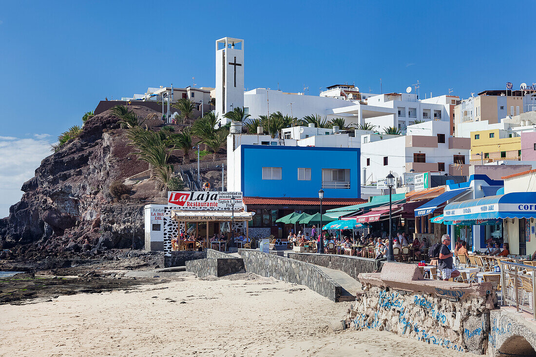 Retaurants and street cafes at Playa de Cebada, Morro Jable, Jandia Peninsula, Fuerteventura, Canary Islands, Spain, Atlantic, Europe