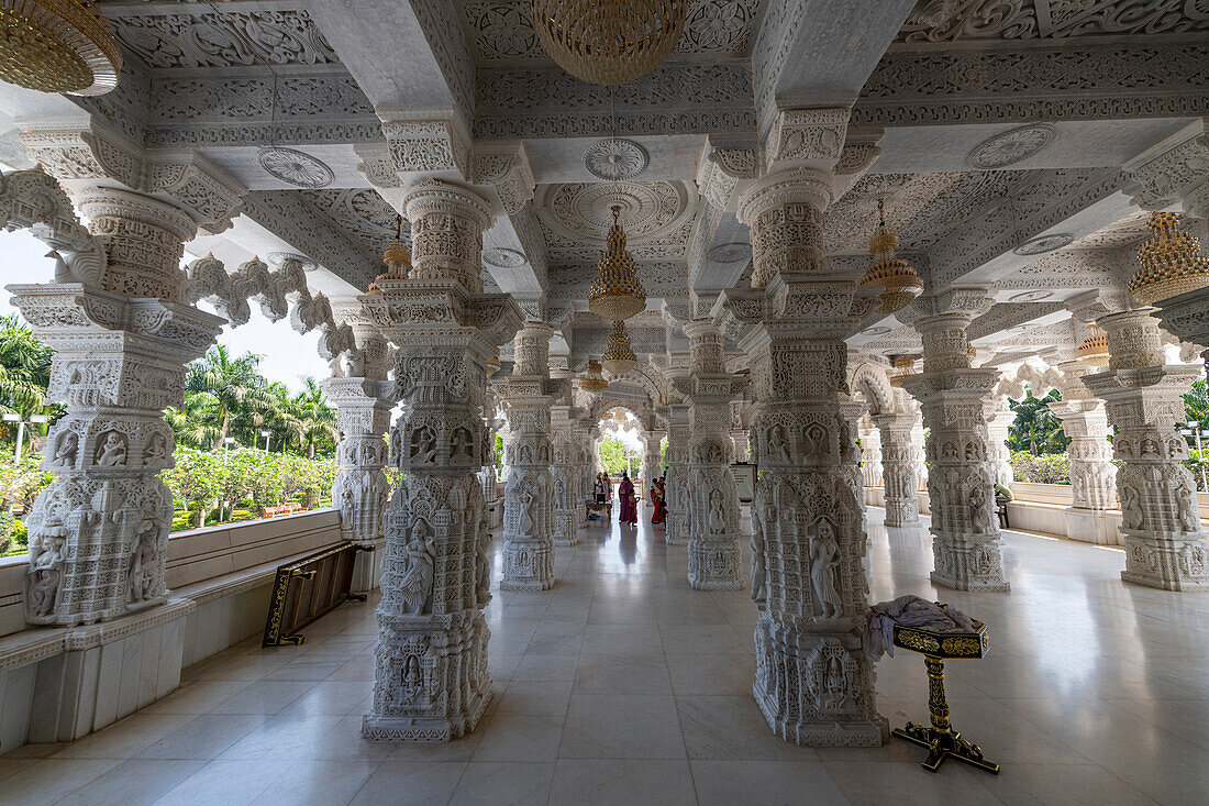 Marmorierter Dharamshala Manilaxmi Tirth Jain-Tempel, Gujarat, Indien, Asien