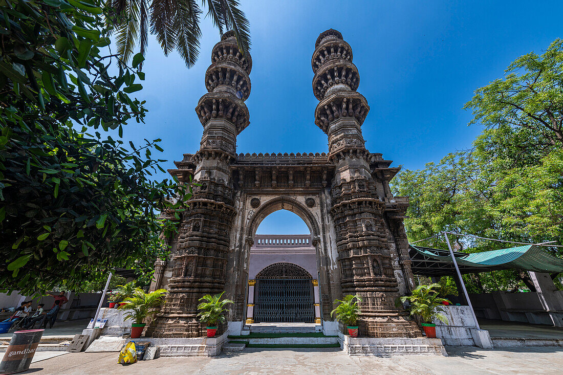 Sidi Bashir Masjid, Die bebenden Minarette, UNESCO-Weltkulturerbe, Ahmedabad, Gujarat, Indien, Asien