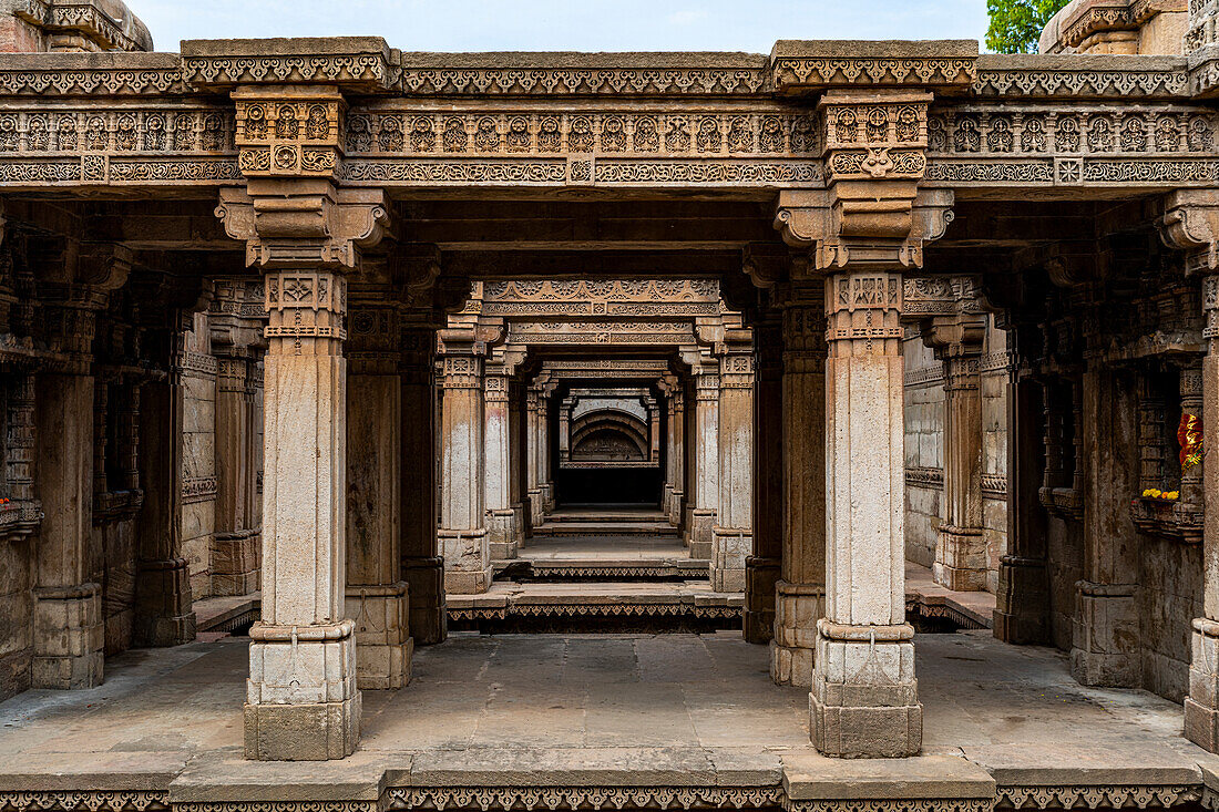 Adalaj-Schrittbrunnen (Rudabai-Schrittbrunnen), Adalaj, Gujarat, Indien, Asien