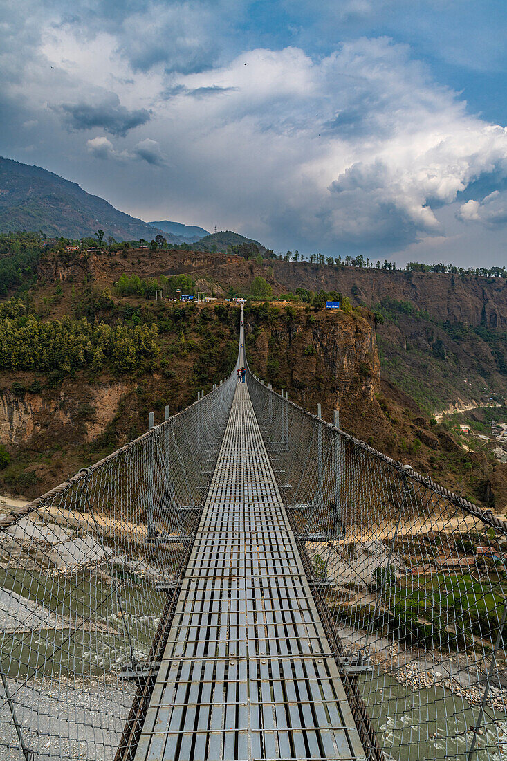 Hanging Bridge of Pokhara over the Bhalam River, Pokhara, Nepal, Asia