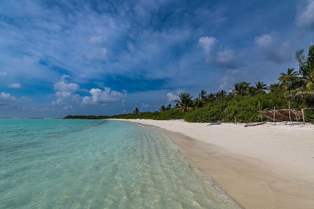 Weißer Sandstrand, Insel Parali 1, Lakshadweep Inselgruppe, Unionsterritorium von Indien, Indischer Ozean, Asien