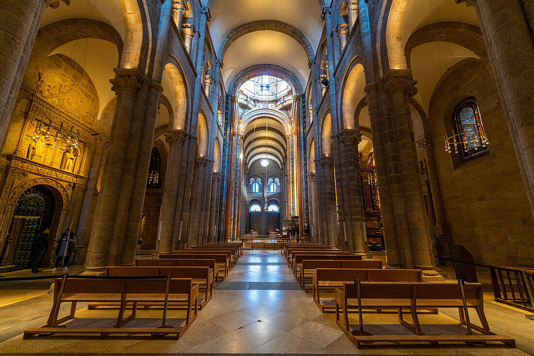 Interior of the Cathedral, Santiago de Compostela, UNESCO World Heritage Site, Galicia, Spain, Europe