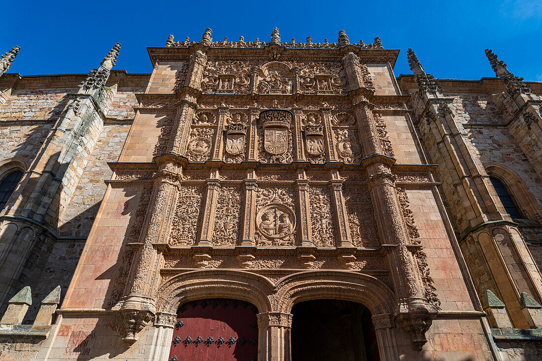 Fassade der Universität, Salamanca, UNESCO-Weltkulturerbe, Kastilien und Leon, Spanien, Europa