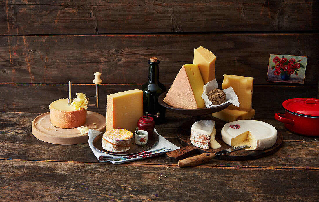 Still life with Swiss cheeses
