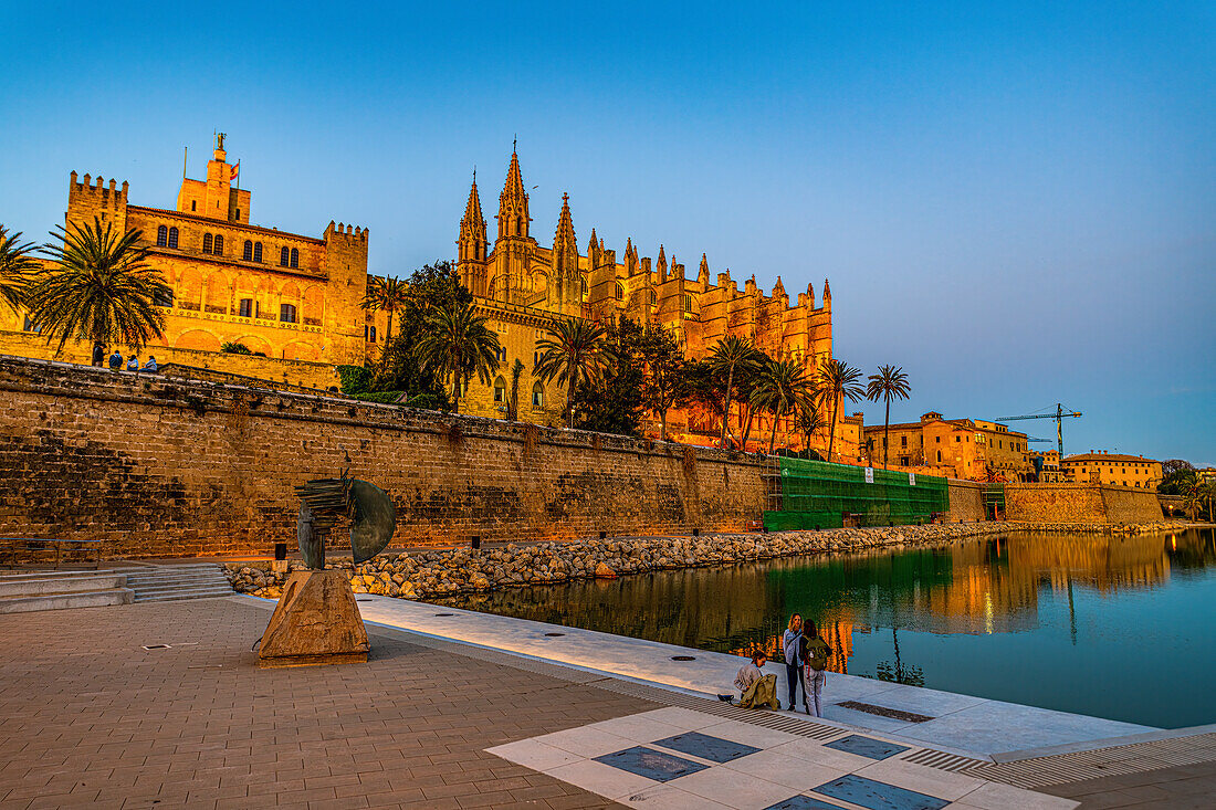 Cathedral of Palma at night, Mallorca, Balearic Islands, Spain, Mediterranean, Europe