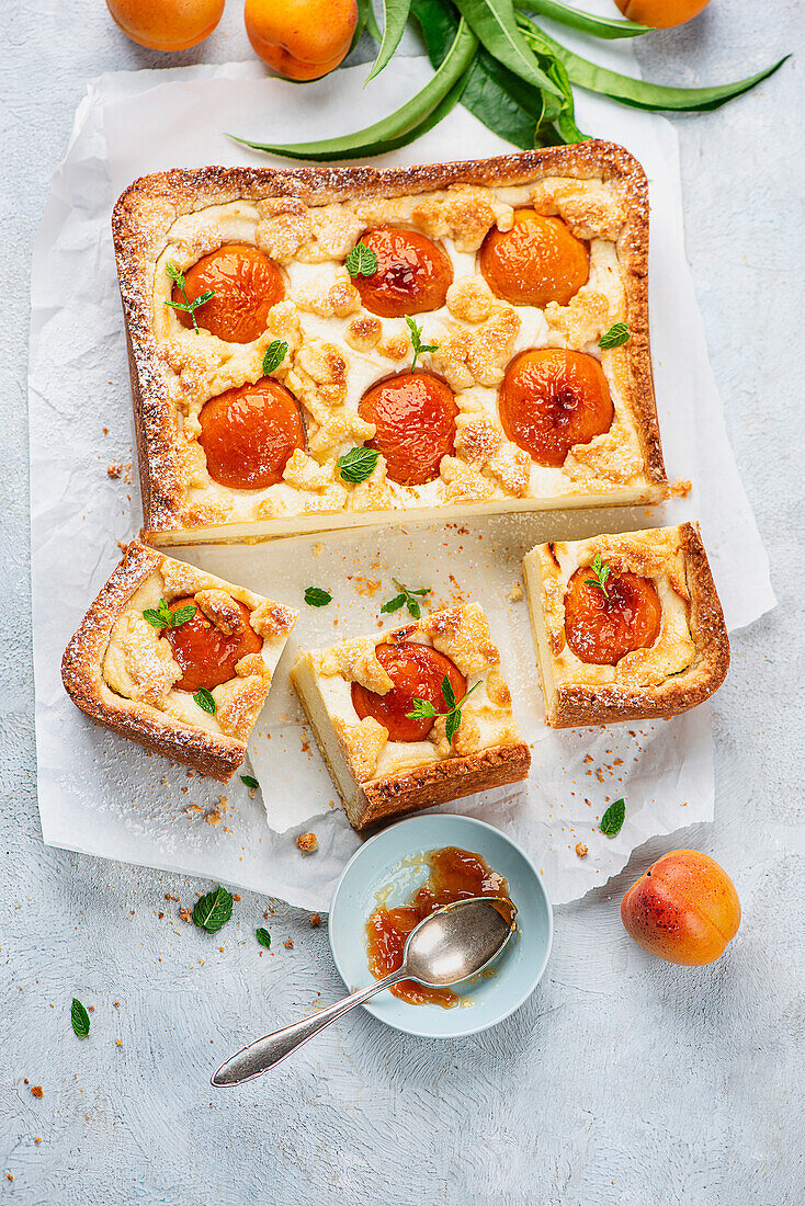 Käsekuchen mit Aprikosen