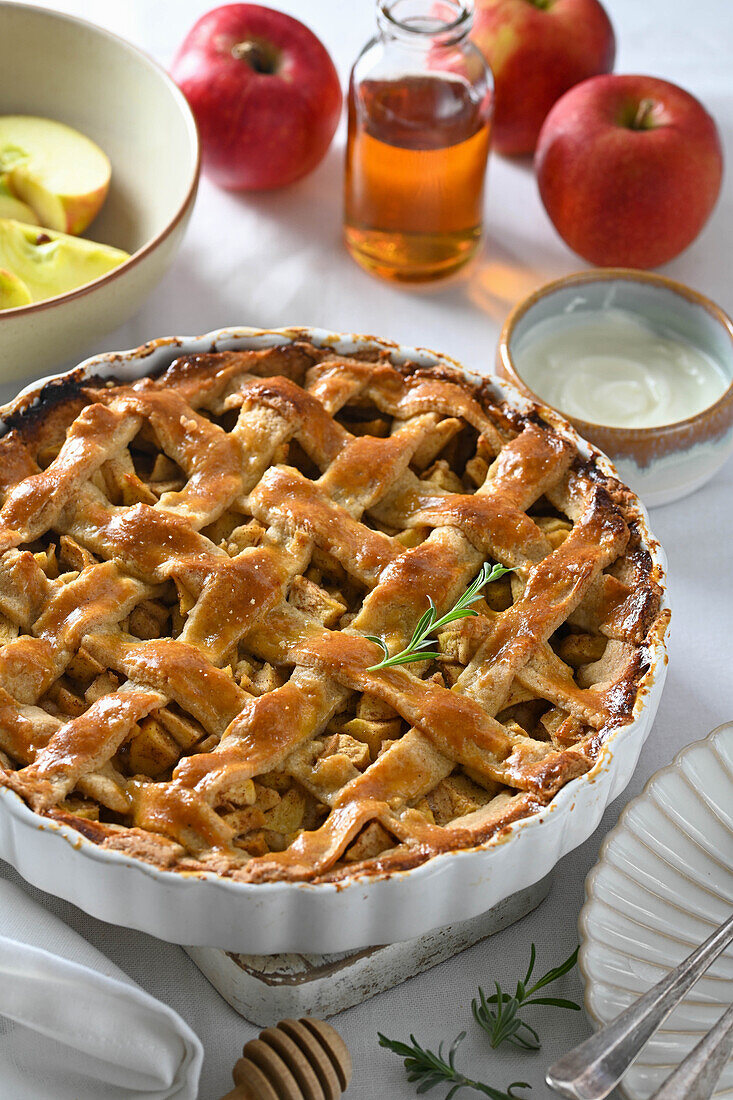 Homemade apple pie with lattice topping