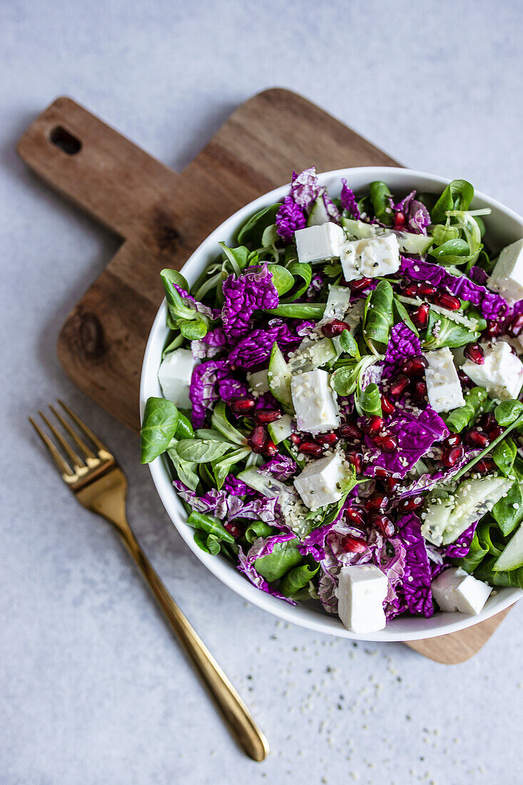 Salad with purple Chinese cabbage