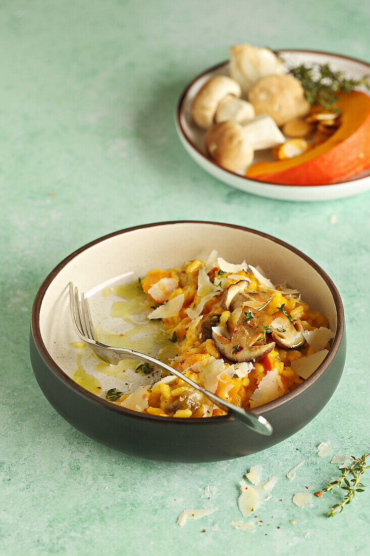 Pumpkin risotto with porcini mushrooms