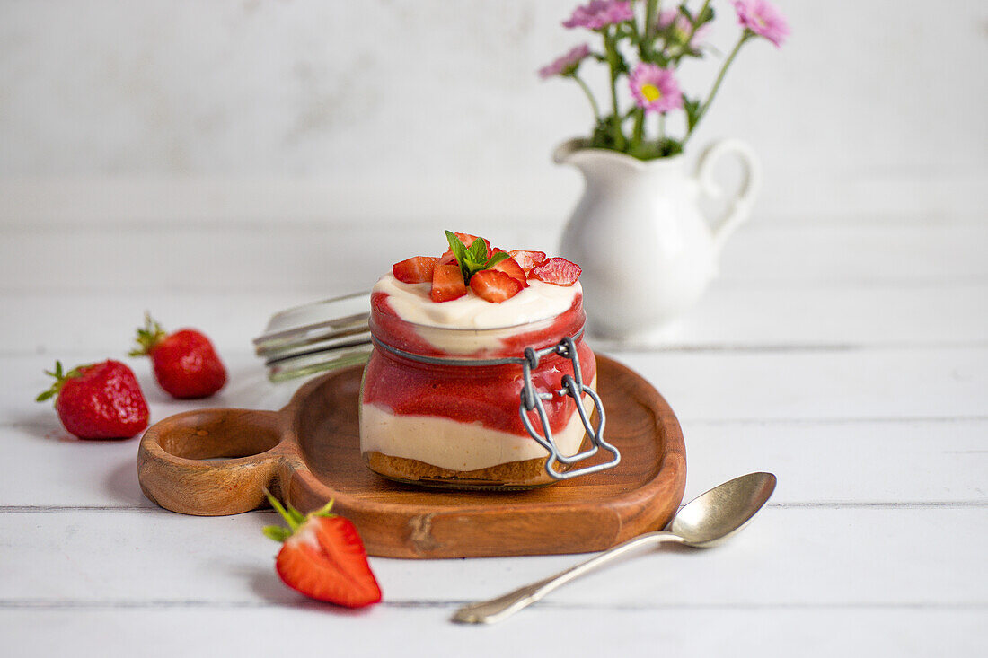 Layered strawberry dessert