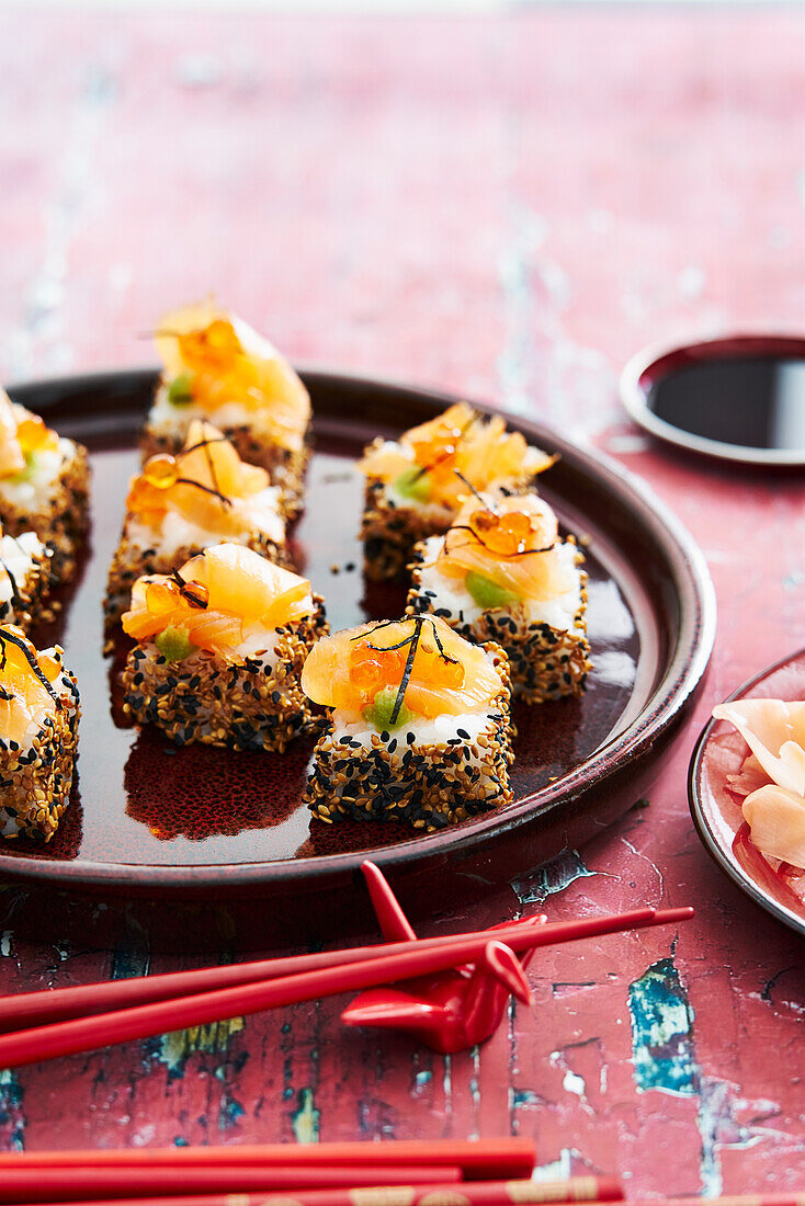 Salmon 'sushi' squares