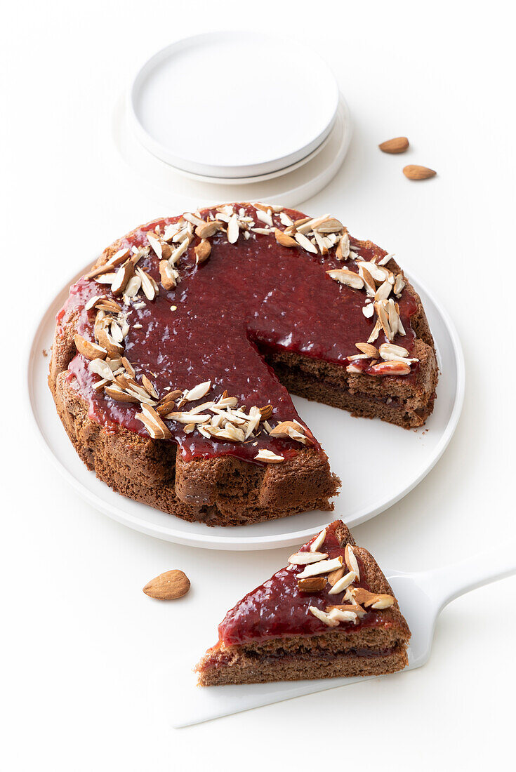 Buckwheat cake with strawberry jam