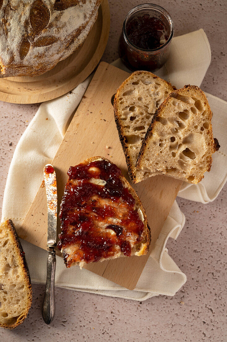 Sourdough bread with jam