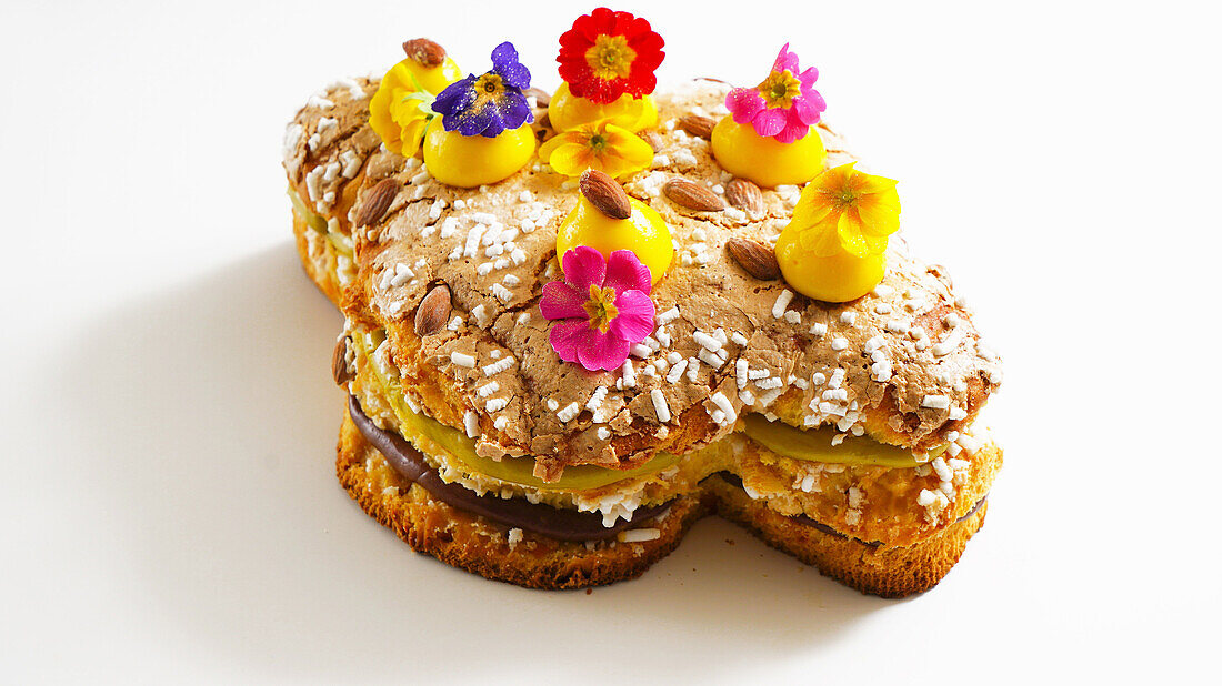 Colomba pasquale with three kinds of cream