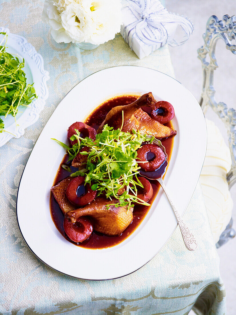 Red braised duck with plums
