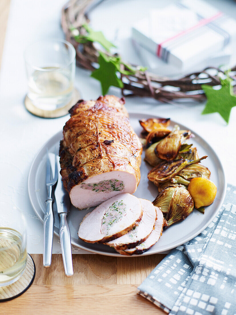 Turkey roll with pork and fennel sausage stuffing