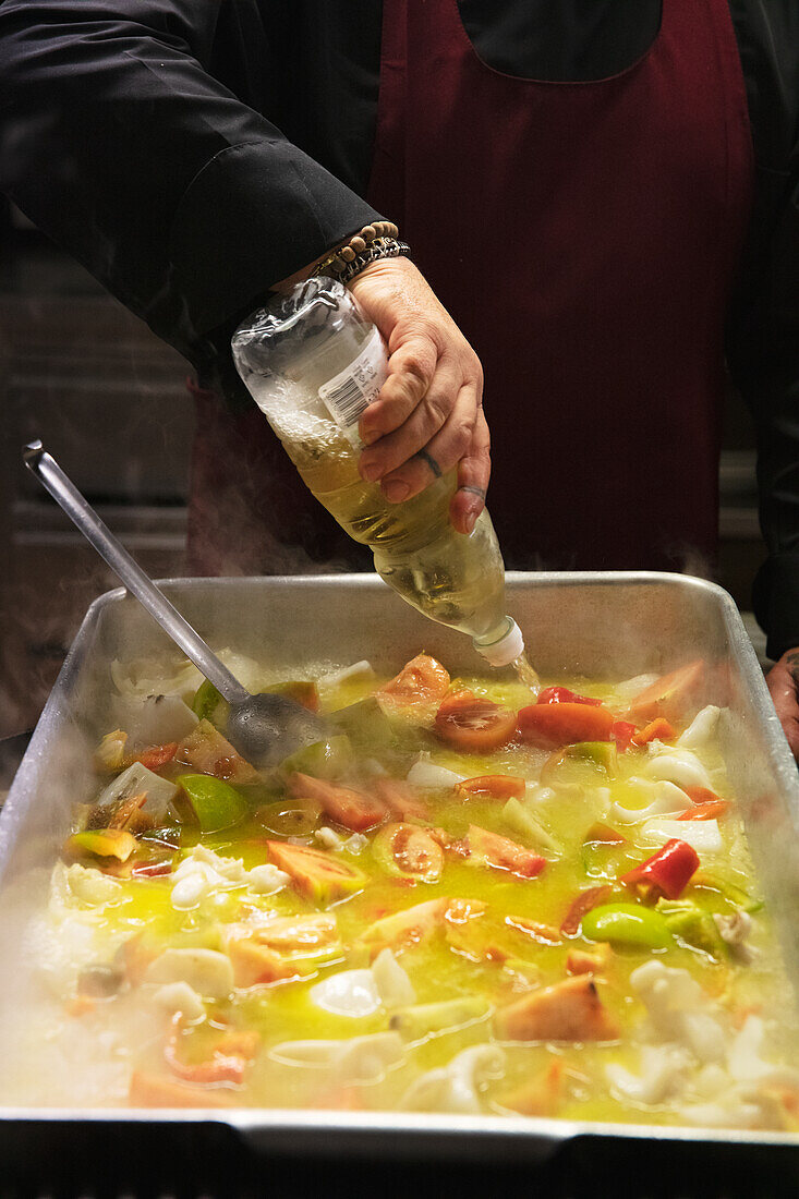 Fish soup infused with vinegar