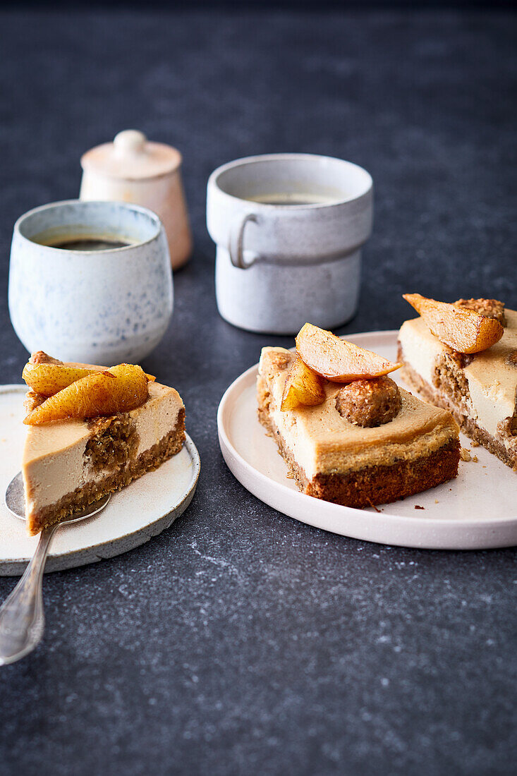 Stout Beer Cheesecake mit Walnuss-Haferflocken-Boden