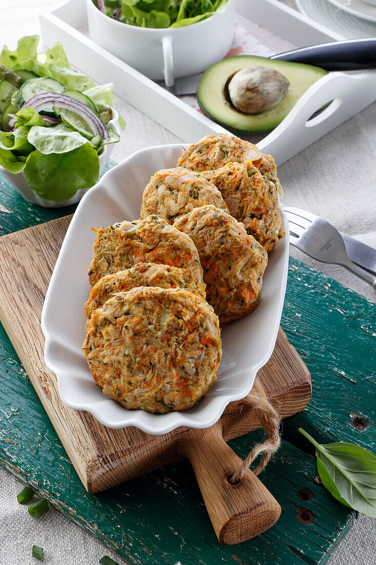 Vegetable and meat patties
