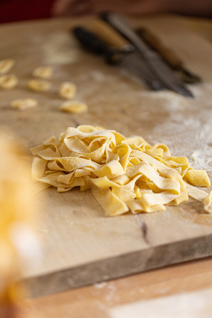 Home-made ribbon pasta