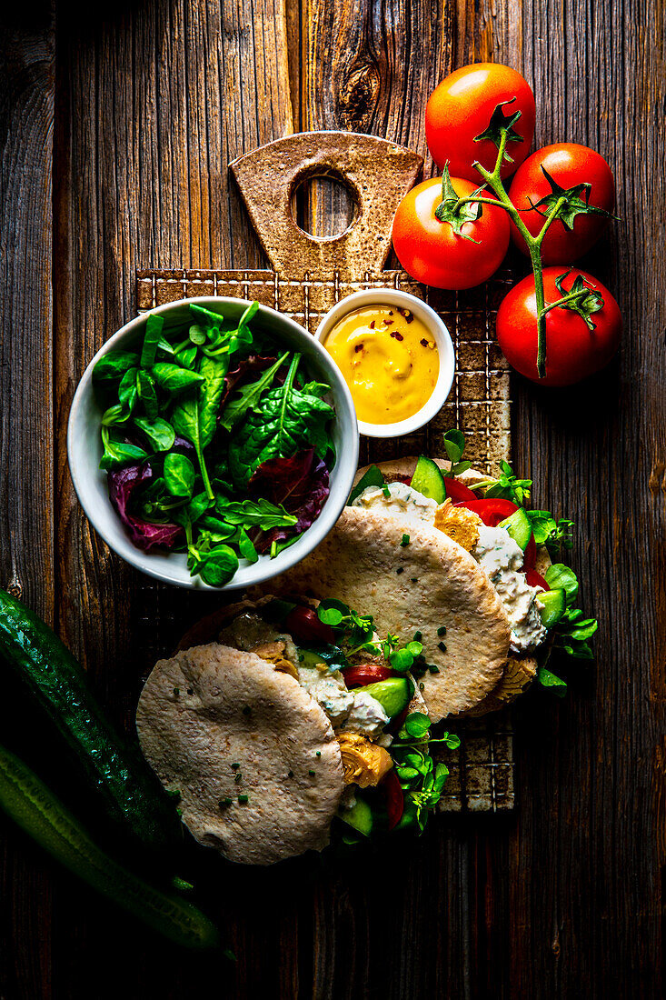 Tuna and cucumber pita