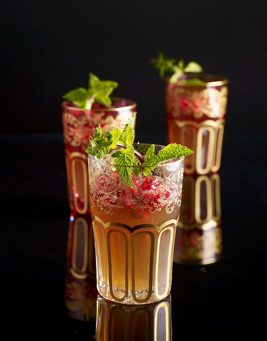 Mint tea jelly with pomegranate seeds
