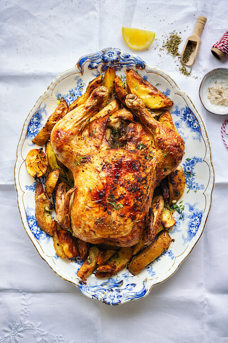 Brathähnchen mit Kartoffeln (Heißluftfritteuse)