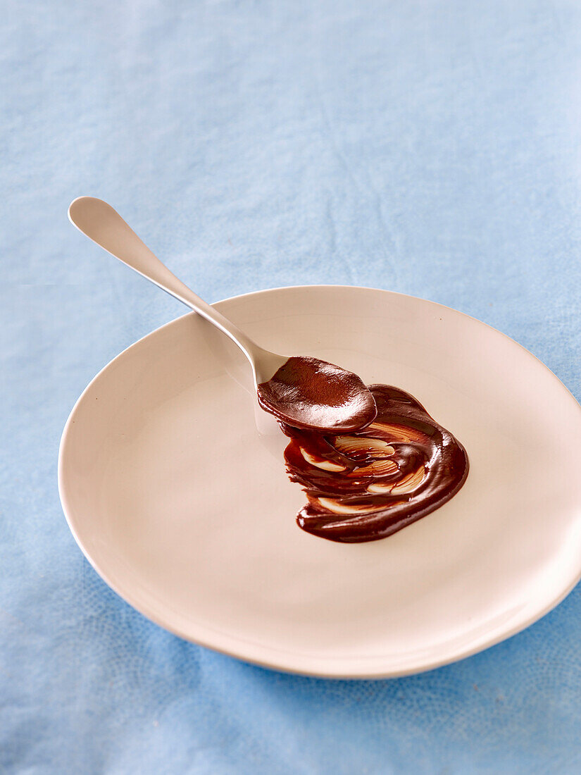 Empty plate of chocolate mousse