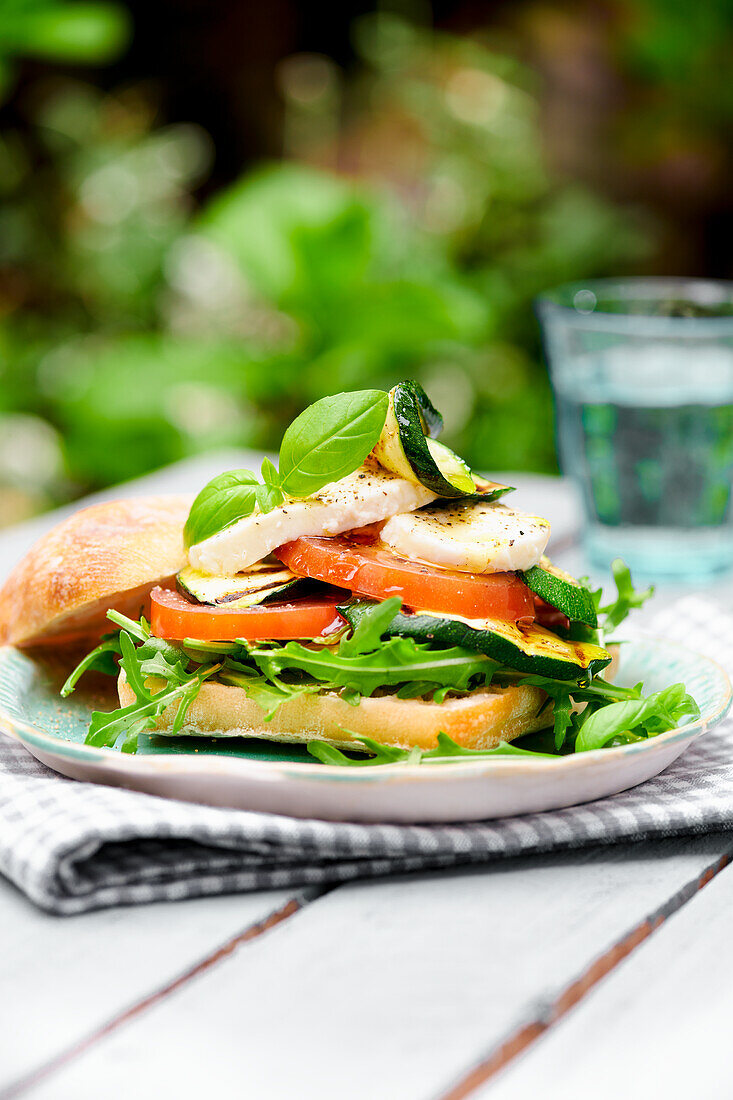 Mediterranean Caprese sandwich on Ciabatta Rolls