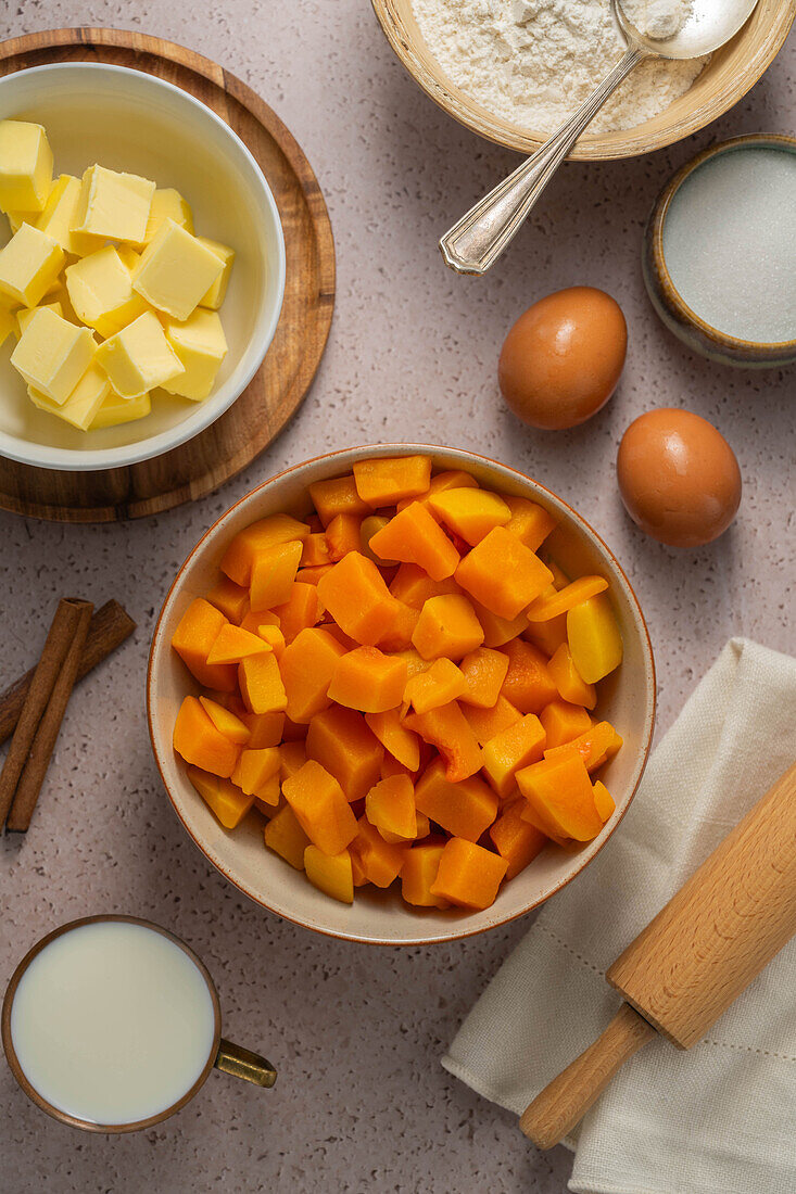 Zutaten für Butternusskürbis-Pie