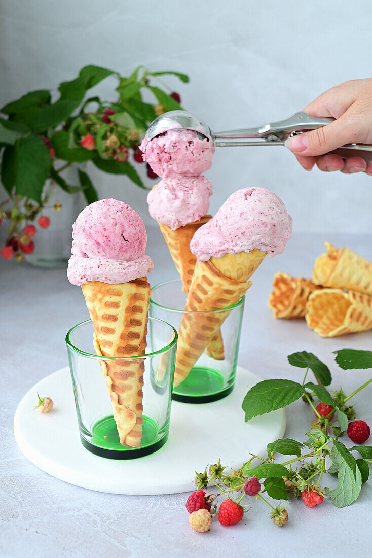 Homemade Raspberry Ice Cream