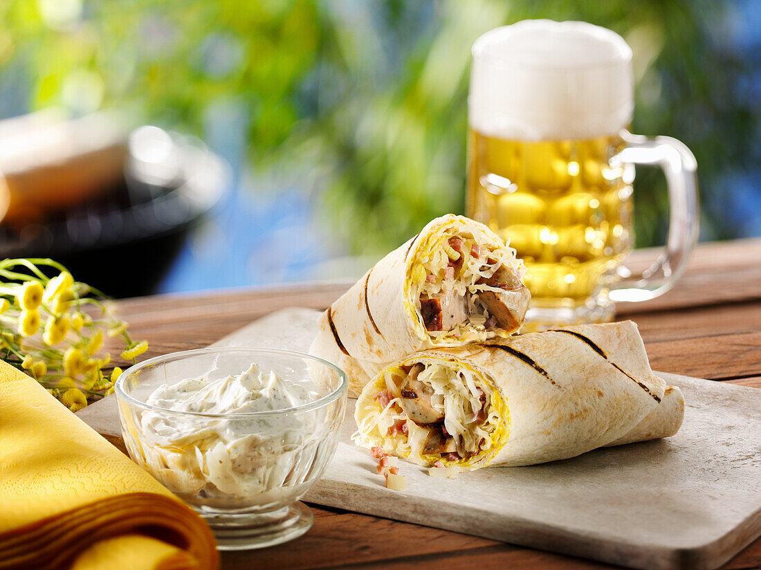 Sausage wraps with sauerkraut