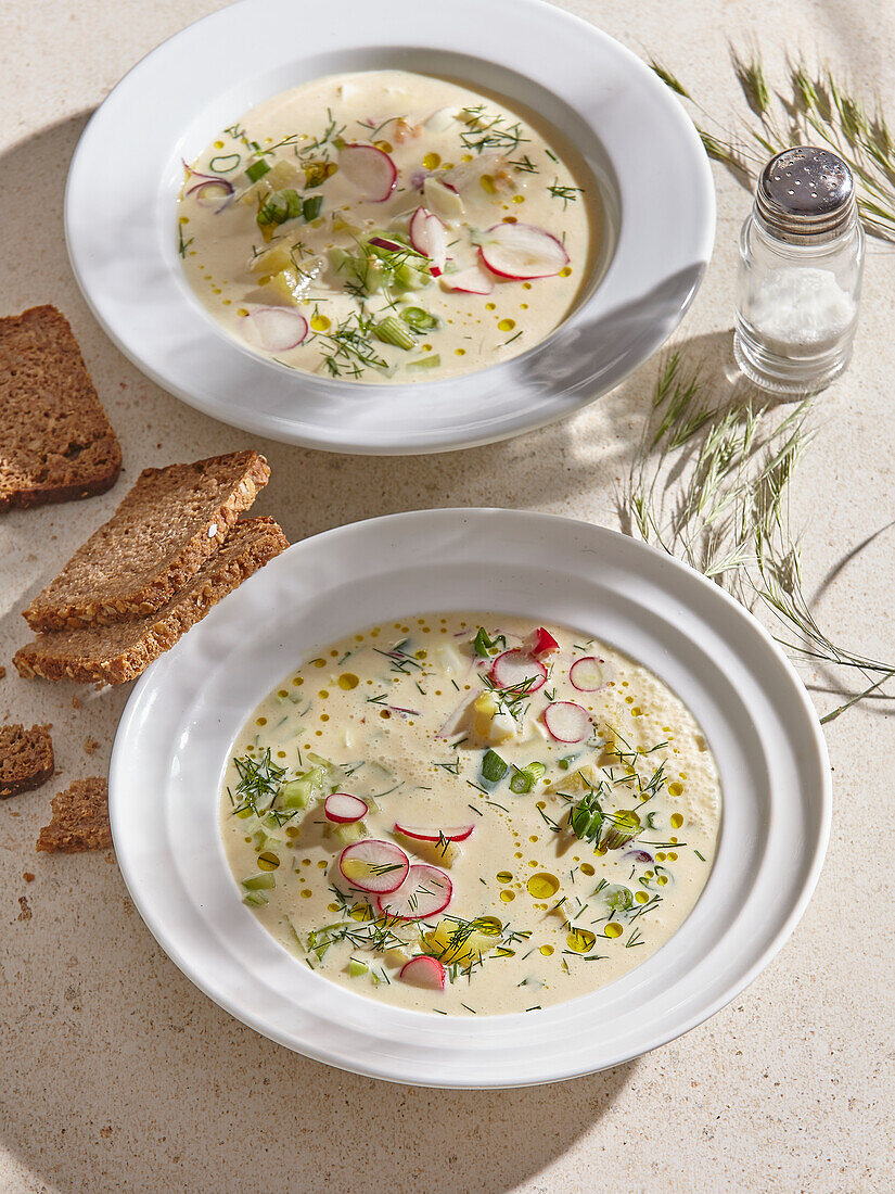 Okroschka - summery cold vegetable soup from Russia