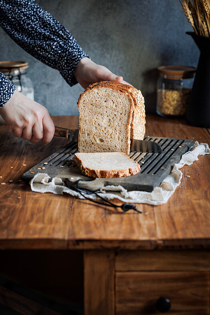 Bread loaf made with oatmeal and yogurt