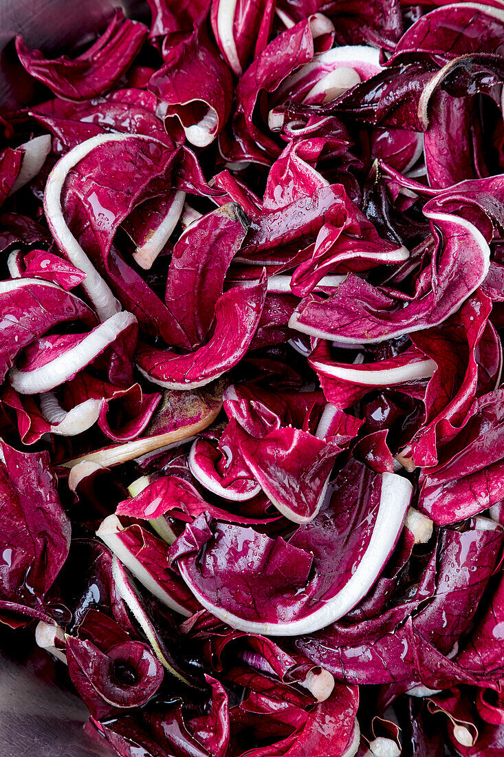 Red radicchio leaves