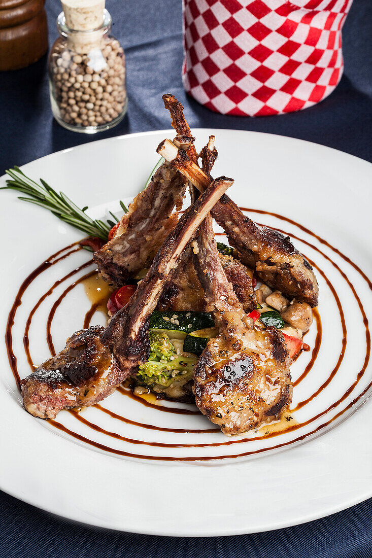 Pork chops with roasted vegetables