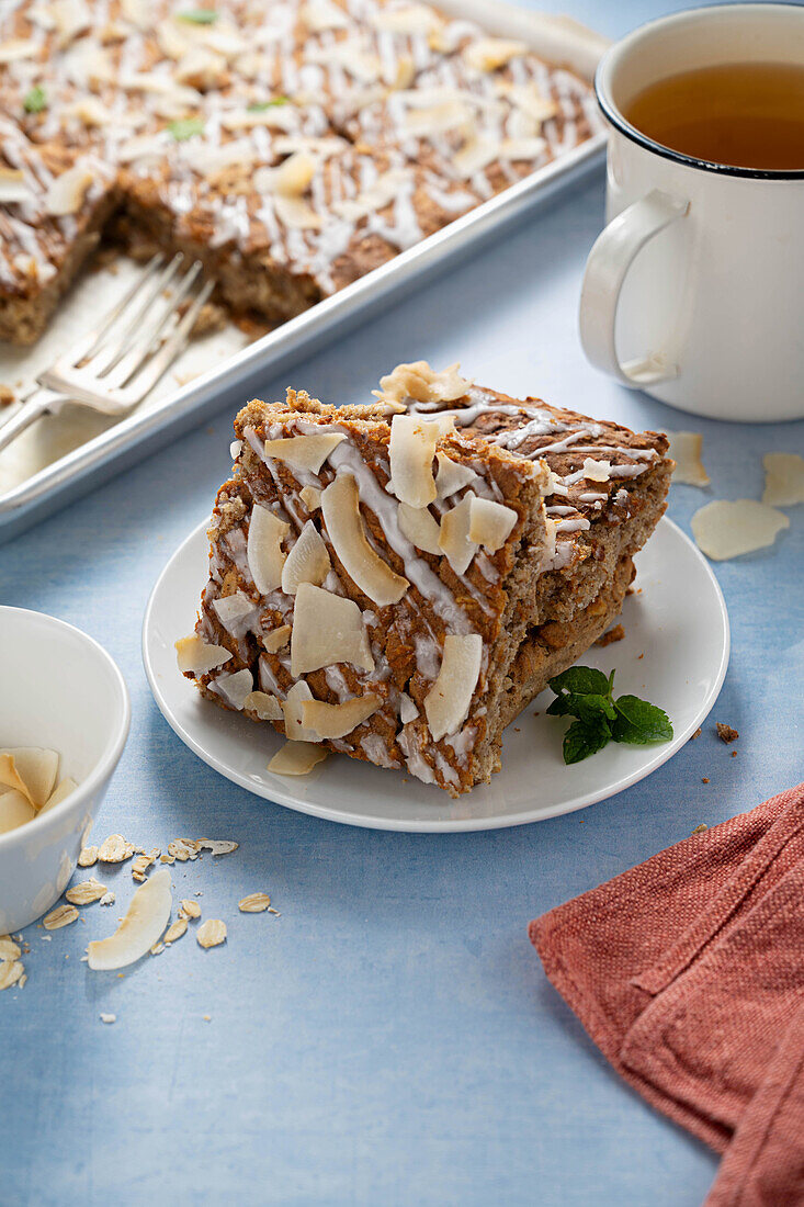 Oatmeal bars with coconut flakes
