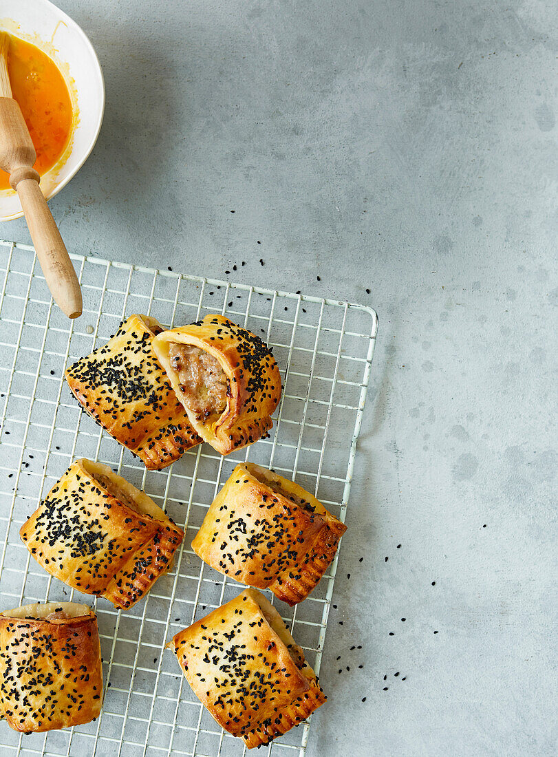 Sausage Rolls with pork, apples and sage cooked in the Air-Fryer