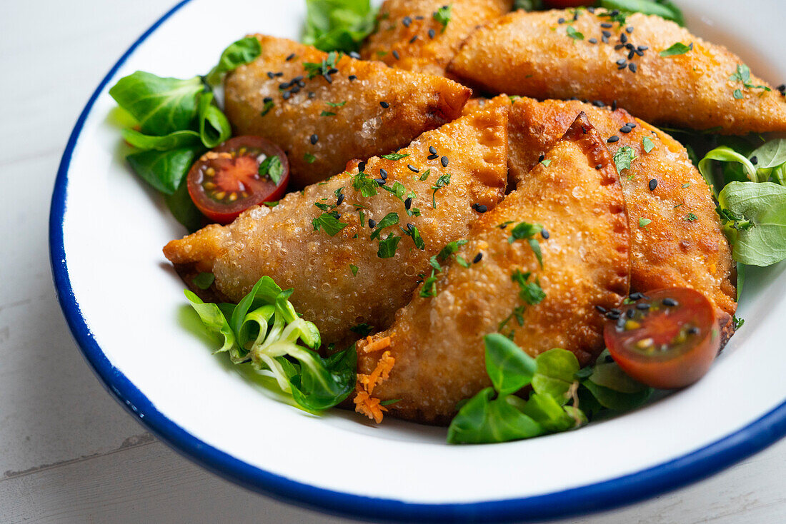 Fried Argentinian empanadas filled with meat