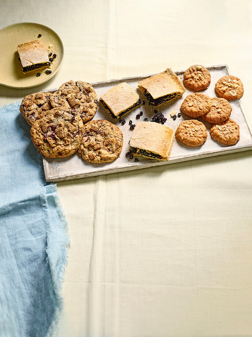 Drei-Zutaten-Cookies, Fruchtquadrate, Müsli-Cookies