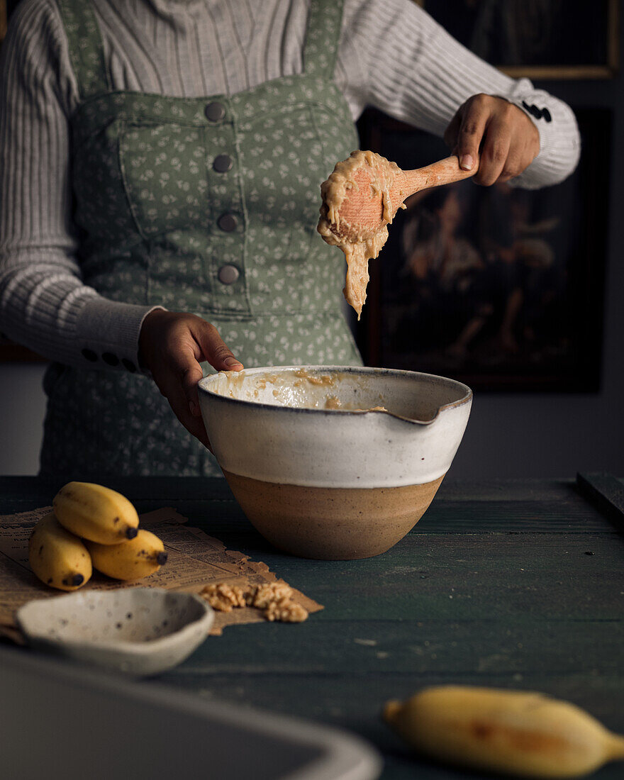 Dough for banana walnut bread