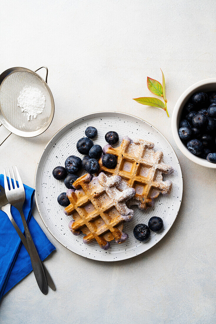 Hausgemachte Blaubeerwaffeln